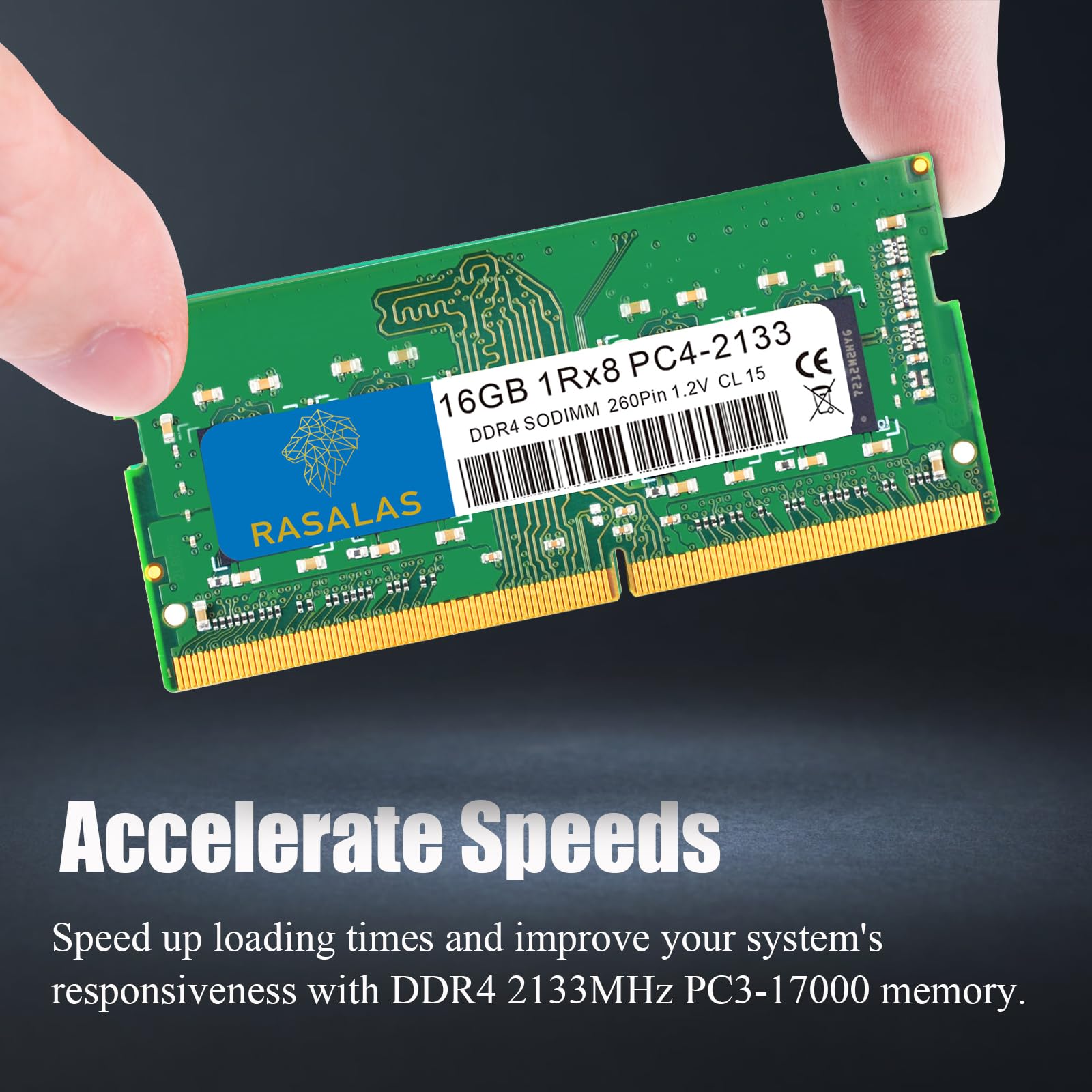 RASALAS 16GB DDR4 2133MHZ PC4-17000 Non-ECC Unbuffered 1.2V CL15